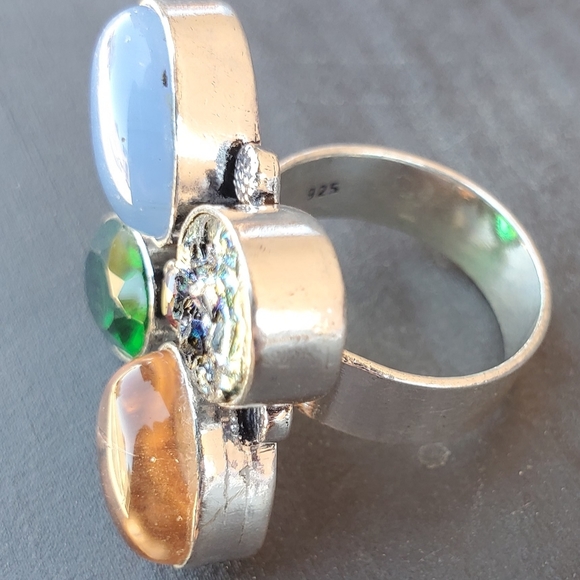 New Huge Multi Gemstone 925 Silver Statement Ring. - Picture 11 of 13